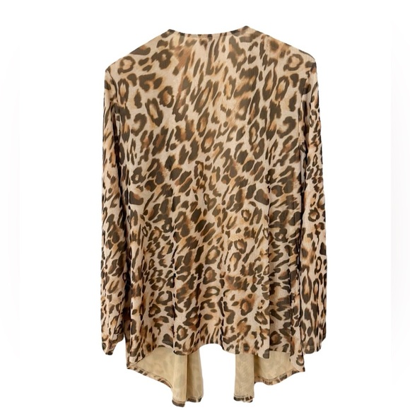 CHICO’S COOL OCELOT MESH WARM SAND OPEN CARDIGAN SZ 2 / US SZ L NWT - Picture 6 of 6